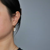 Slate Gray Naomi Hoops - White | Zircon Drop Hoops Earrings