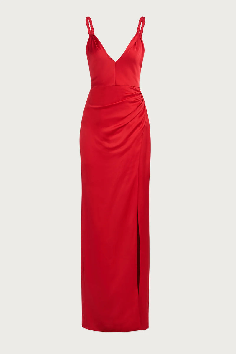 Firebrick Yvette | Satin Gown Formal Dress