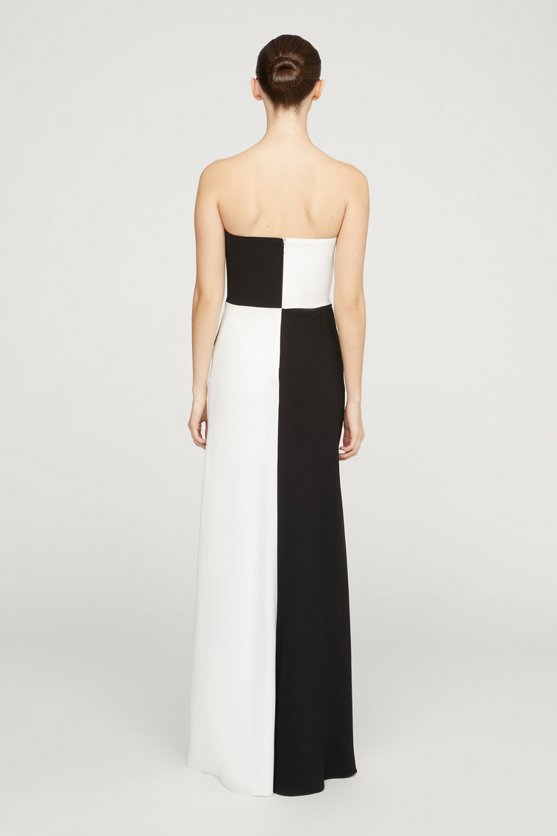 Cassia Crepe Color Block Gown 6 / Black/ Ivory Cassia Crepe Color Block Gown 6 / Black/ Ivory