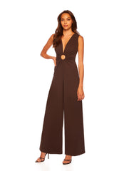Dark Slate Gray Circle V Neck Jumpsuit Jumpsuit