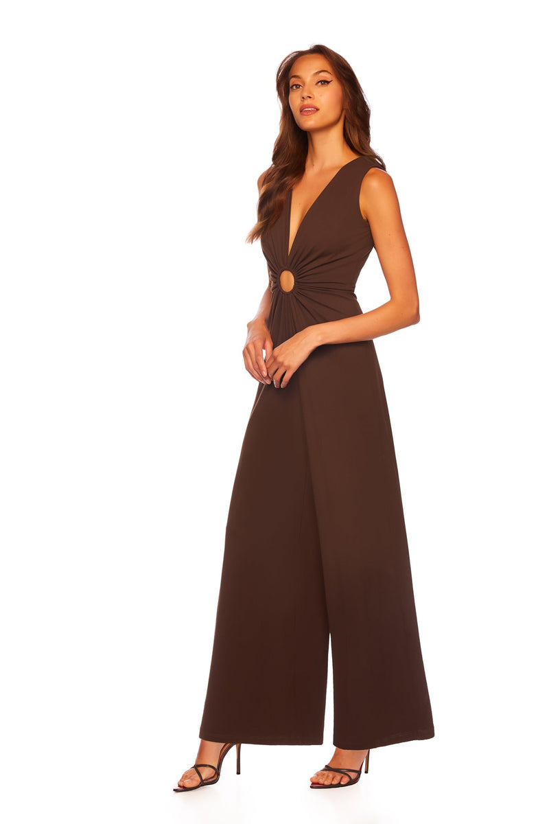Dark Slate Gray Circle V Neck Jumpsuit Jumpsuit