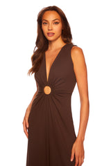 Dark Slate Gray Circle V Neck Jumpsuit Jumpsuit