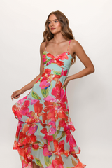 Kennedi Dress in Mint Watercolor Pastel Orchids