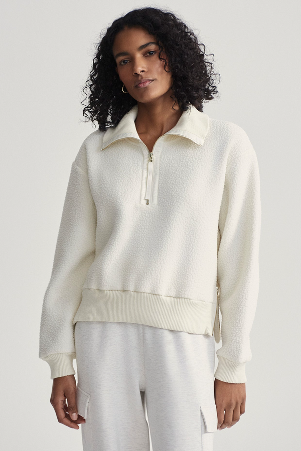 Light Gray Roselle Half Zip Fleece Sweater