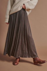 Rosy Brown Pretty Pleat Crinkle Maxi Skirt Maxi Skirt