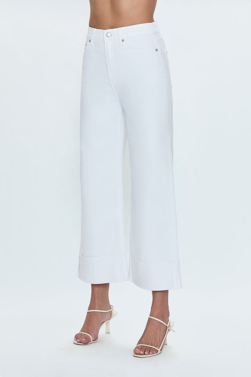 Lavender Lana Crop Cuff High Rise Ultra Wide Leg | Vivid White Jeans