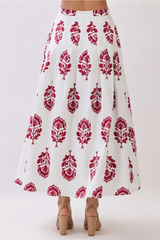 Light Gray Country Side Floral Maxi Skirt Maxi Skirt