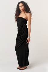 Light Gray Nala Strapless Side Ruched Dress Maxi Dress