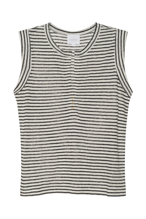 Light Gray Linen Sky Tee in Mono Luxe Stripe Tee