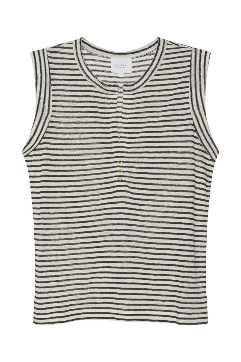 Light Gray Linen Sky Tee in Mono Luxe Stripe Tee