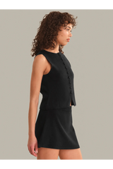 Dark Gray Nicolette Button Front Vest Sweater Vest