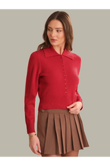Dark Gray Millecent Knit Polo Sweater Sweater