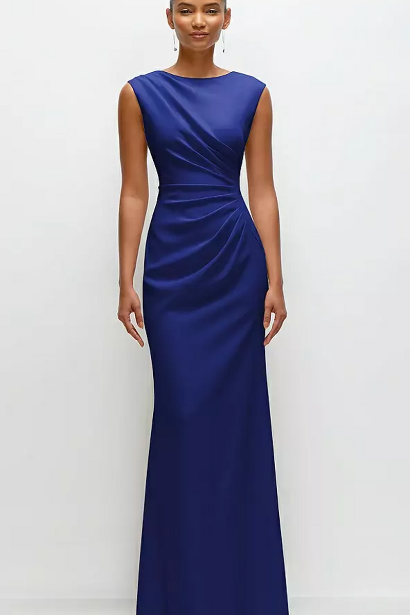 Sleeveless Cap Shoulder Crepe Maxi Dress in Cobalt Blue Two Cumberland Sleeveless Cap Shoulder Crepe Maxi Dress in Cobalt Blue Two Cumberland