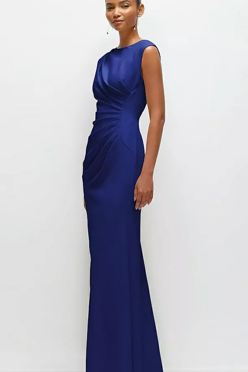 cobalt blue formal dress Buy Lipsy Cinched Waist V-Neck Maxi from Next USA sweeping style is elegantly gathered at the bodice and turns to reveal an open back Sleeveless Cap Shoulder Crepe Maxi