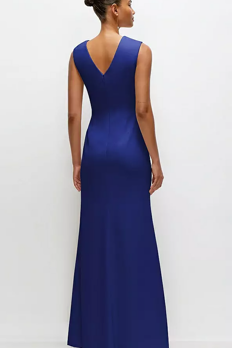 Sleeveless Cap Shoulder Crepe Maxi Dress in Cobalt Blue Two Cumberland Sleeveless Cap Shoulder Crepe Maxi Dress in Cobalt Blue Two Cumberland