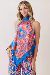 Light Gray Paisley Paradise Scarf Halter Top Top