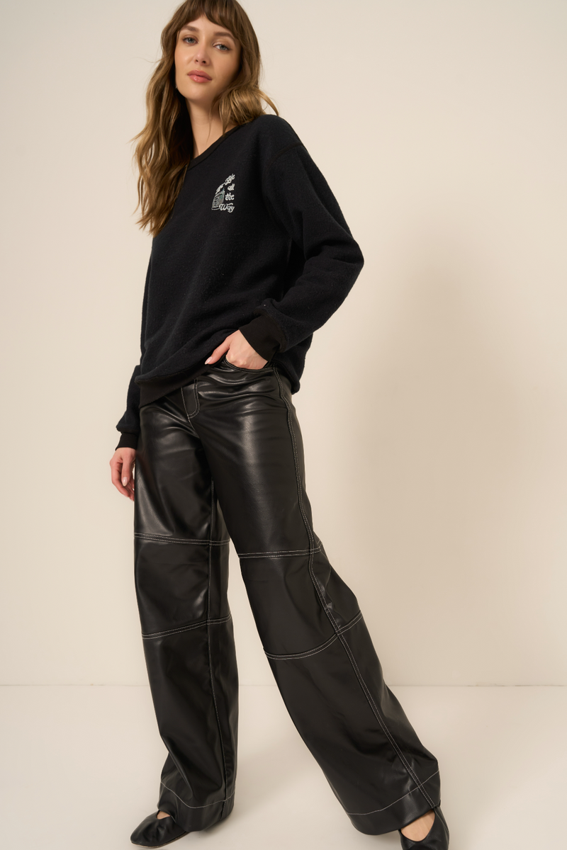 Black Prosecco/Gin Holiday Reversible Sweatshirt Sweatshirt