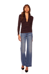 Dim Gray Square Wire Gathered Top Top