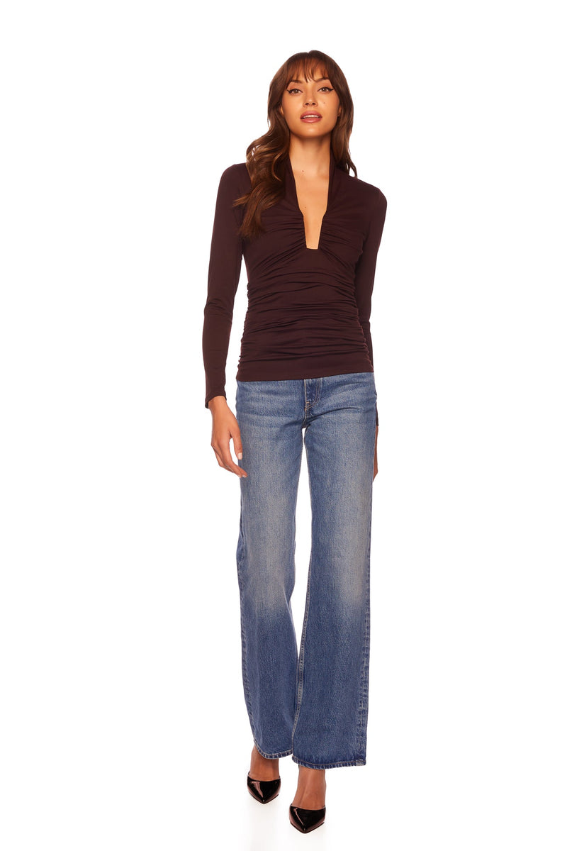 Dim Gray Square Wire Gathered Top Top