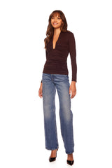 Dim Gray Square Wire Gathered Top Top