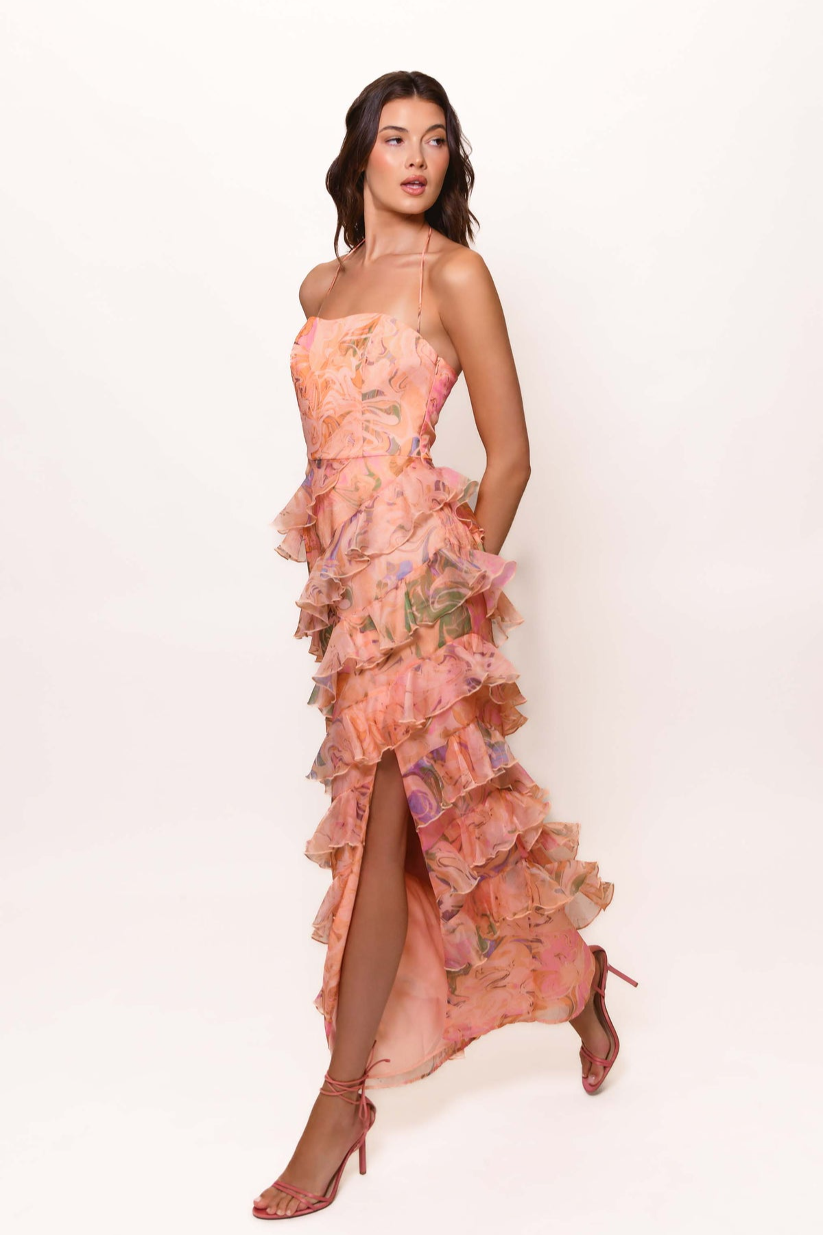 marble orange dress Louise Marble Wrap Dress Orange