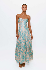 Lavender Phoebe Dress in Teal Vintage Floral Formal Dress