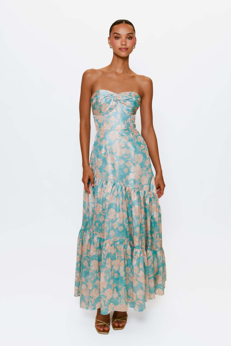 Lavender Phoebe Dress in Teal Vintage Floral Formal Dress