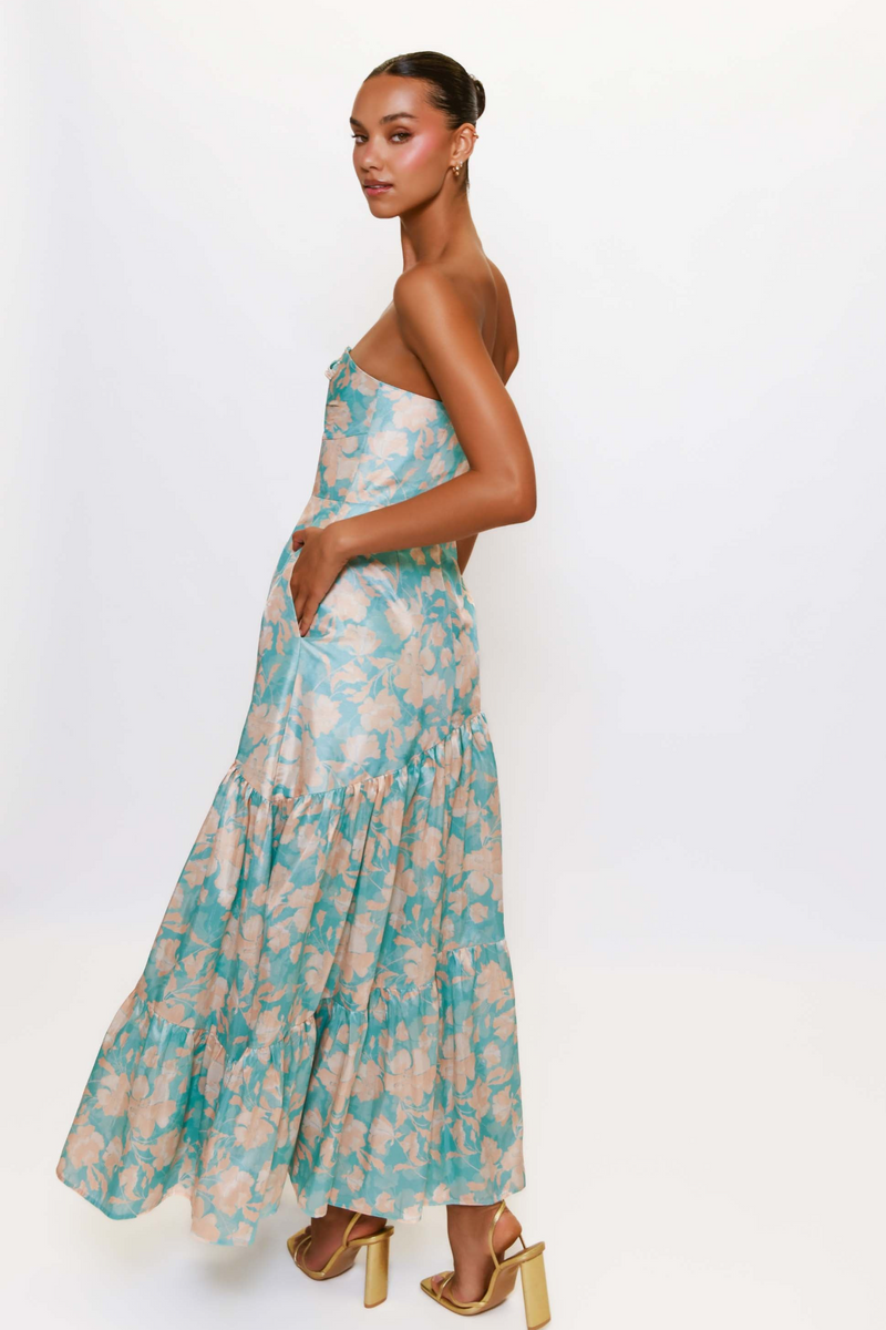 Lavender Phoebe Dress in Teal Vintage Floral Formal Dress