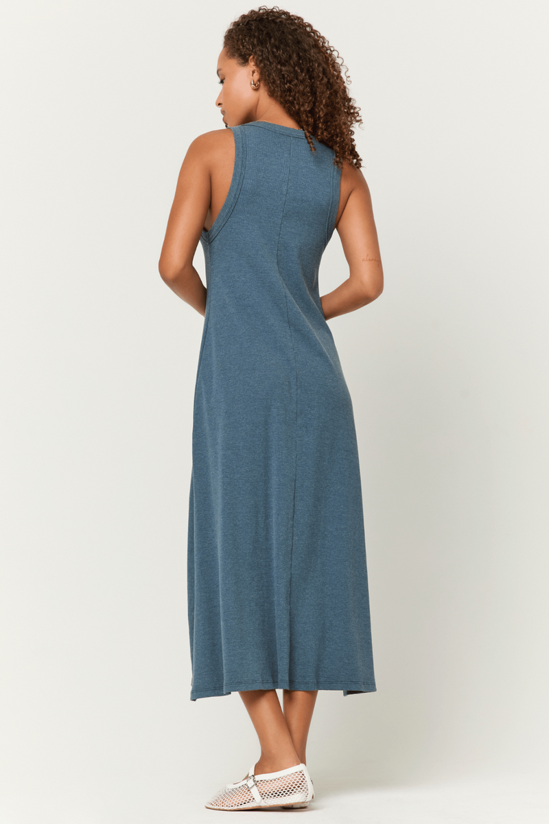 Dim Gray Yuma Scoop Neck Rib Tank Dress Midi Dress