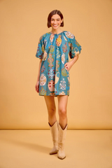 Tan Frannie Dress in Market Muse Mini Dress