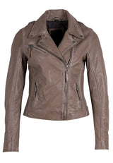 Dim Gray Christy Leather Jacket Coats & Jackets
