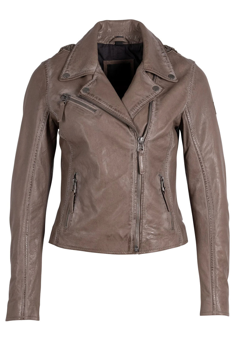 Dim Gray Christy Leather Jacket Coats & Jackets