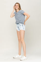 Light Gray Sasha High Rise Distressed Shorts Denim Shorts