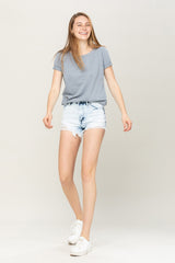 Light Gray Sasha High Rise Distressed Shorts Denim Shorts