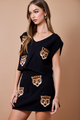 Black Tiger Game Day V-Neck Knit Sweater Sweater
