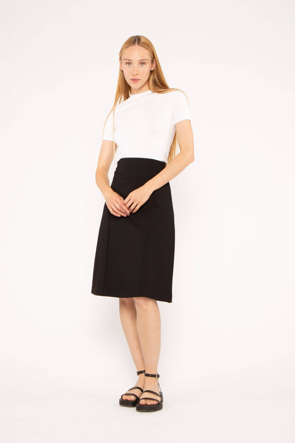Ponte Knit A-Line Mide Skirt – Two Cumberland
