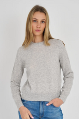 Light Gray Crew Cashmere Solid Rugby Sweater