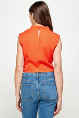 Dark Slate Blue High Cowl Neck Top Shirts & Tops