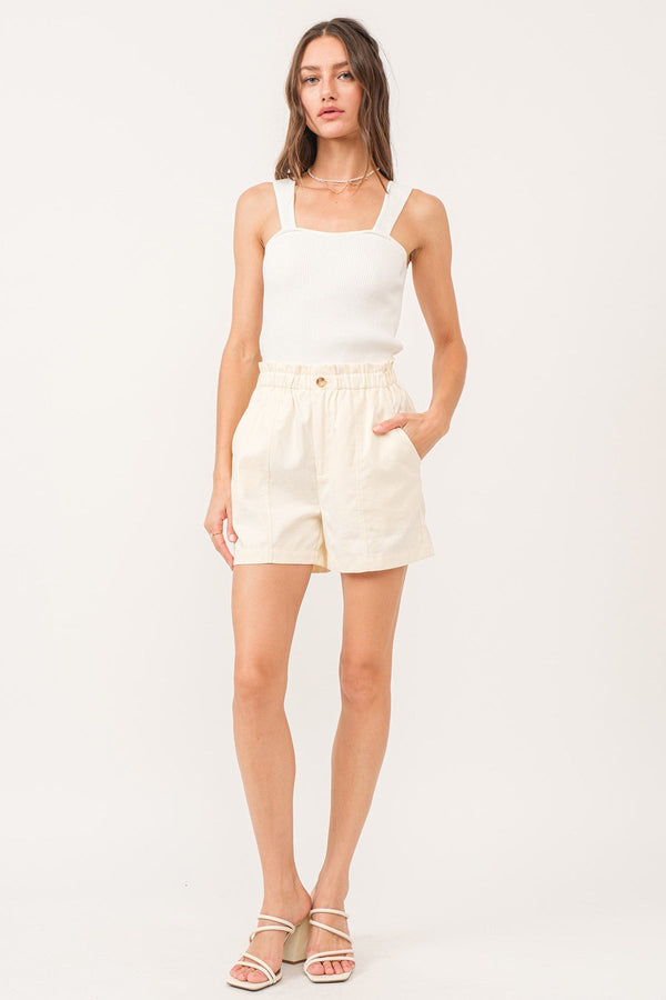 Beige Albany Paperbag Shorts short