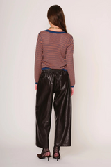 Black Cori Top in Blue Sedona Stripe Top