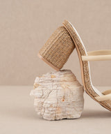 Tan Margaret Rattan Heels Heel