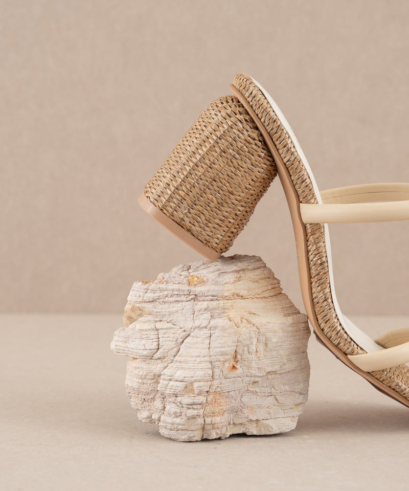 Tan Margaret Rattan Heels Heel