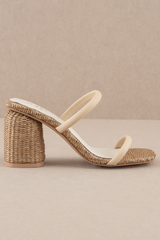 Tan Margaret Rattan Heels Heel