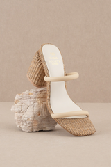 Tan Margaret Rattan Heels Heel