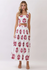 Light Gray Country Side Floral Maxi Skirt Maxi Skirt