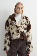 Lavender Bovine Bomber in Brown Cow Jacket