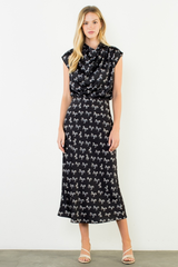 White Smoke Running Wild Satin Skirt Midi Skirt