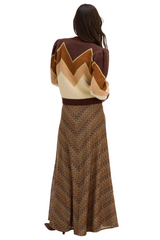White Smoke Fuzzy Chevron Sweater in Brown Multi Sweater