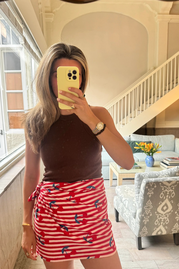 Tan Cherry Striped Sarong Sarong
