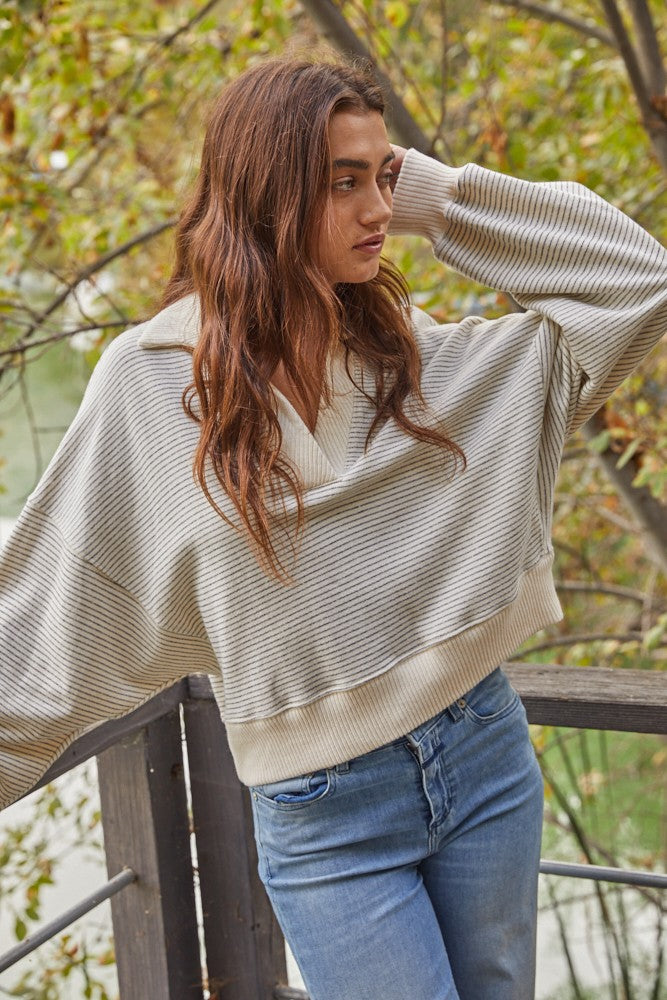 Dim Gray Ivy League Pullover Sweater